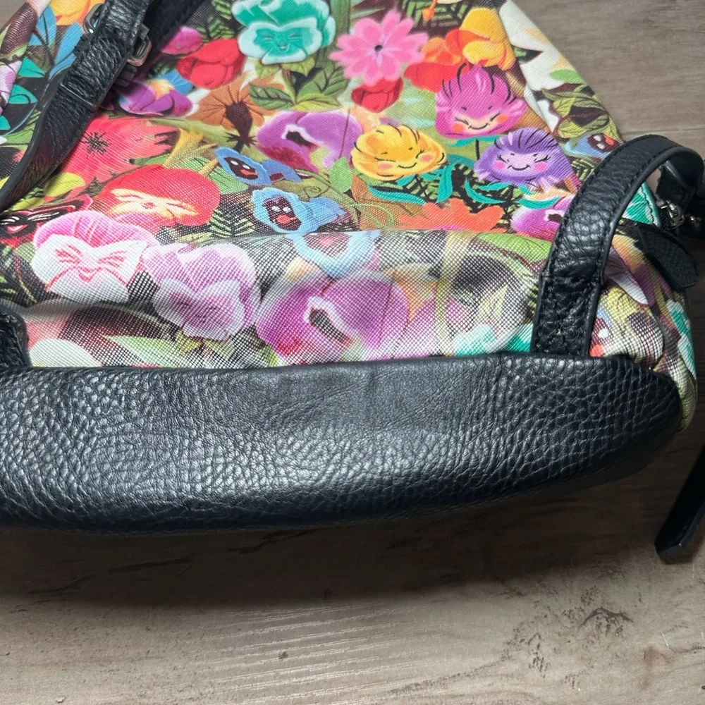 Disney Alice In Wonderland Mini Backpack Wild Flowers‎ Black Whimsical.